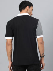 Kotty White & Grey Colourblocked Polo Collar T-shirt