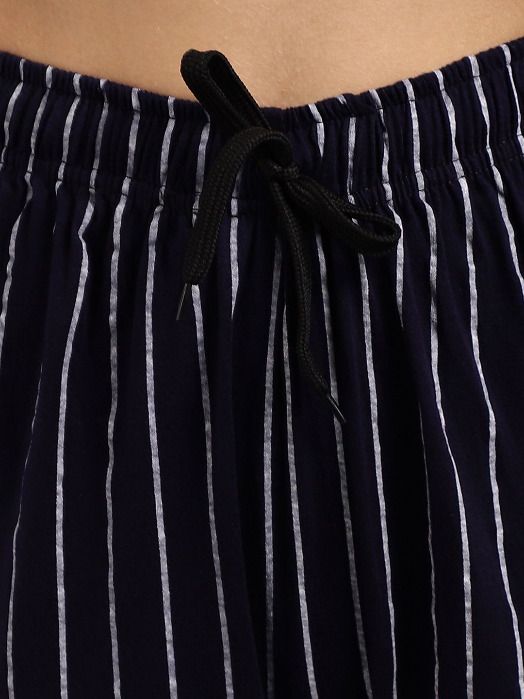 Kotty Women Navy Blue & White Striped Lounge Pants