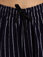 Kotty Women Navy Blue & White Striped Lounge Pants