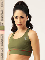 Kotty Pack of 2 Non-Padded Non-Wired Full Coverage All Day Comfort Workout Bra