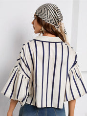 Kotty Women Opaque Striped Casual Oversized Shirt