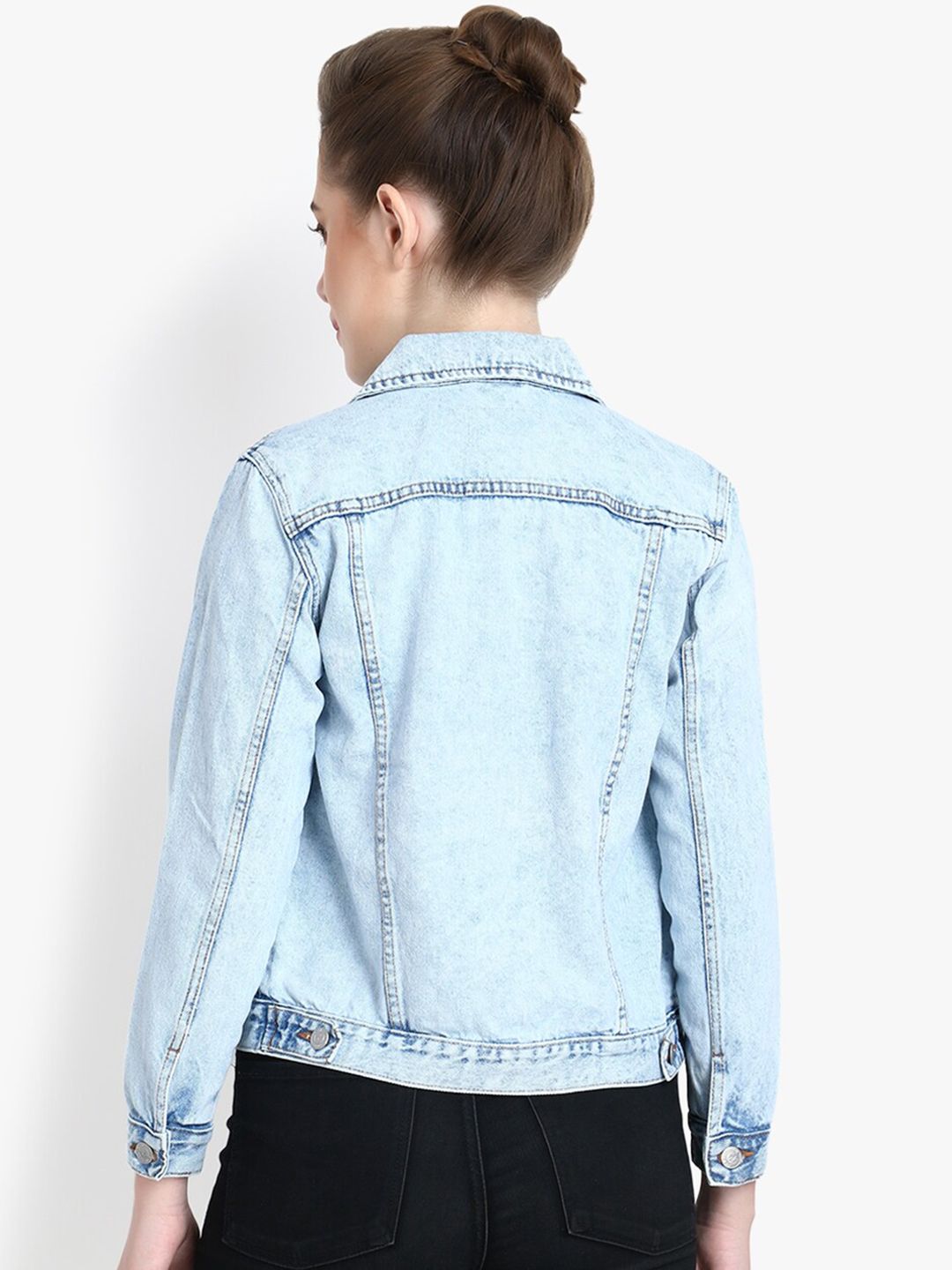Kotty Women Blue Solid Denim Jacket