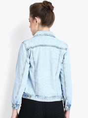 Kotty Women Blue Solid Denim Jacket