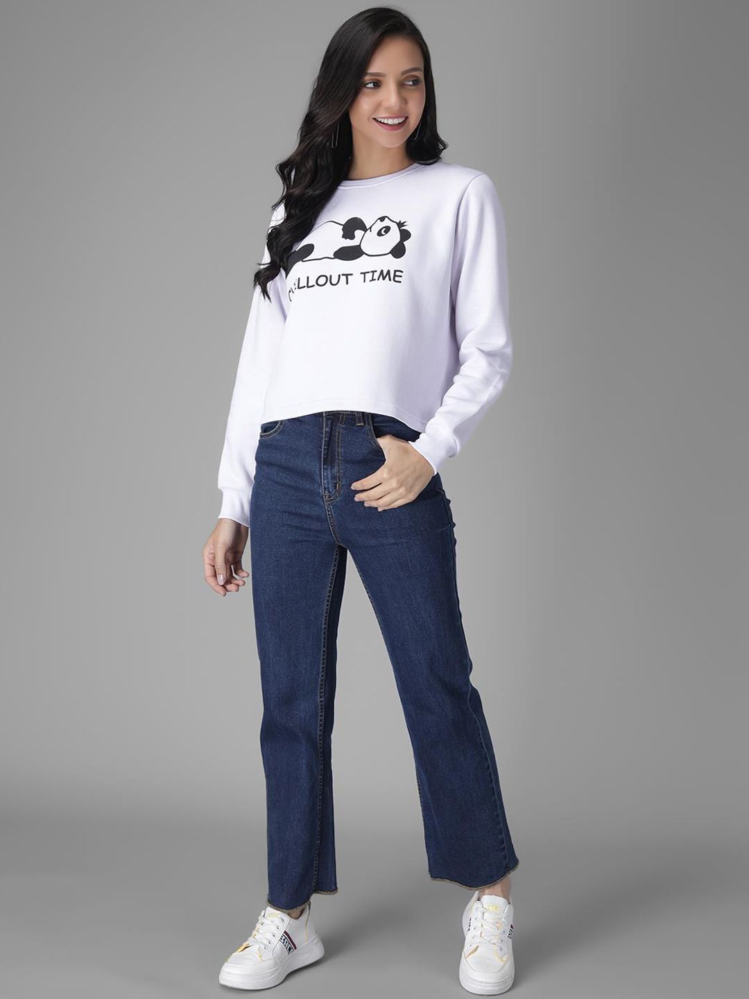 Kotty Women White Printed Sweatshirt