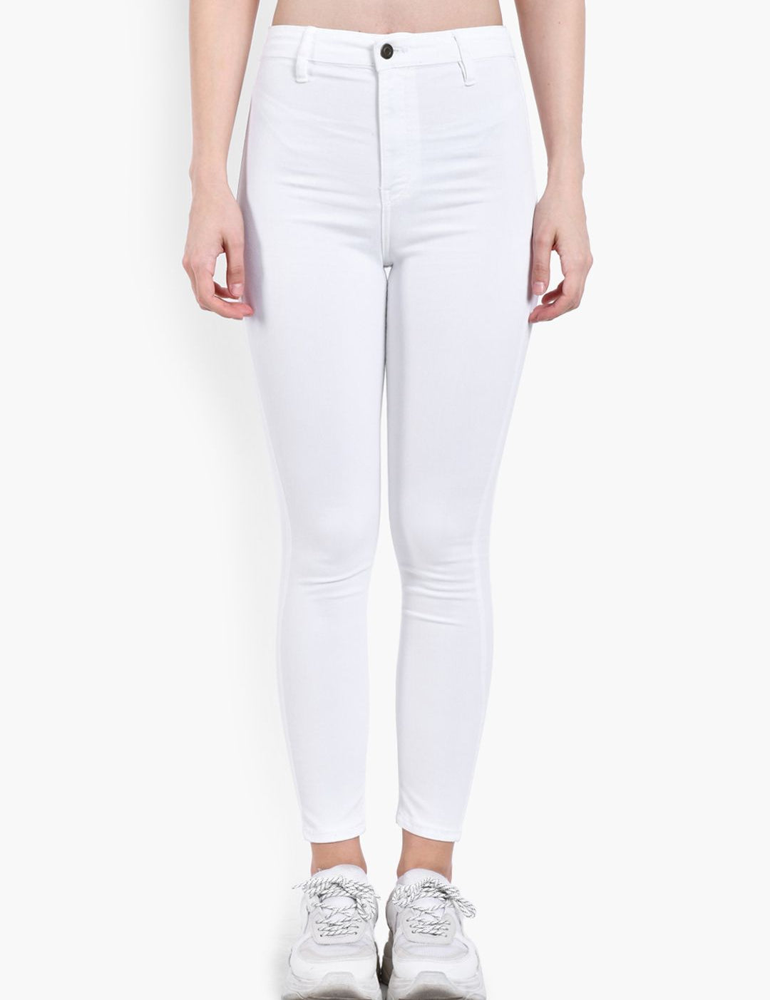 Kotty Women White Skinny Fit High-Rise Clean Look Stretchable Jeans