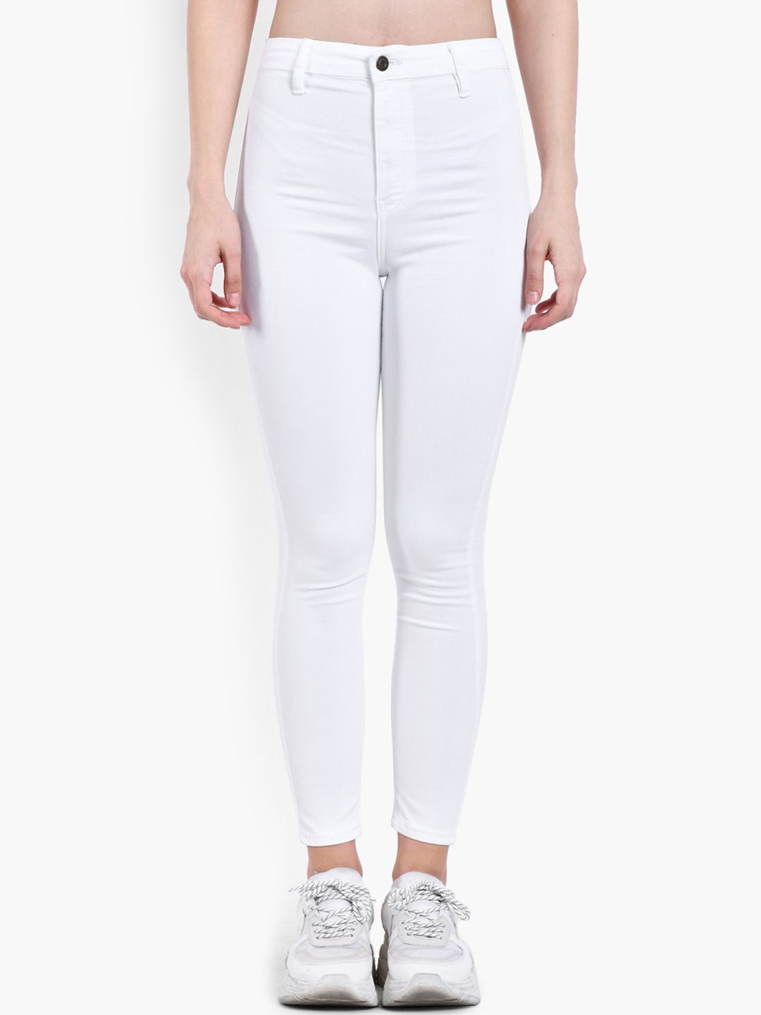 Kotty Women White Skinny Fit High-Rise Clean Look Stretchable Jeans