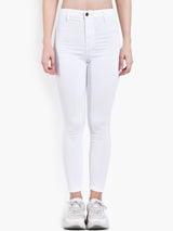 Kotty Women White Skinny Fit High-Rise Clean Look Stretchable Jeans