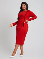 CURVE BY KOTTY Plus Size Peplum Midi Dress