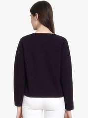 Kotty Women Purple Self Design Lightweight Tailored Jacket