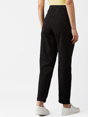 Kotty Women Black Boyfriend Fit High-Rise Clean Look Jeans