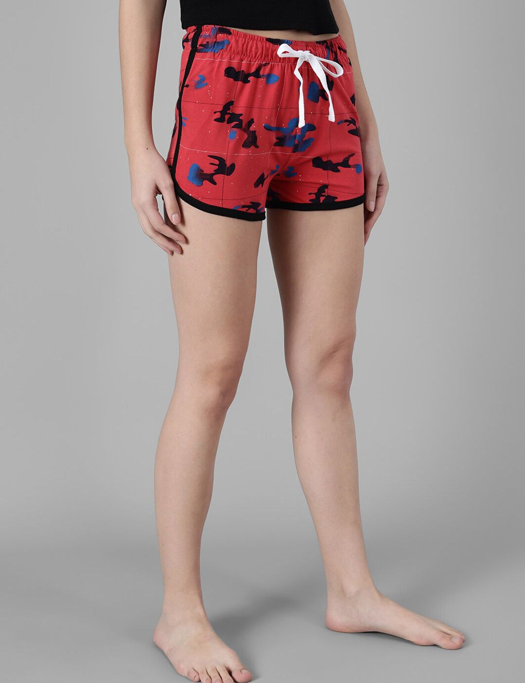 Kotty Women Red Printed Lounge Shorts