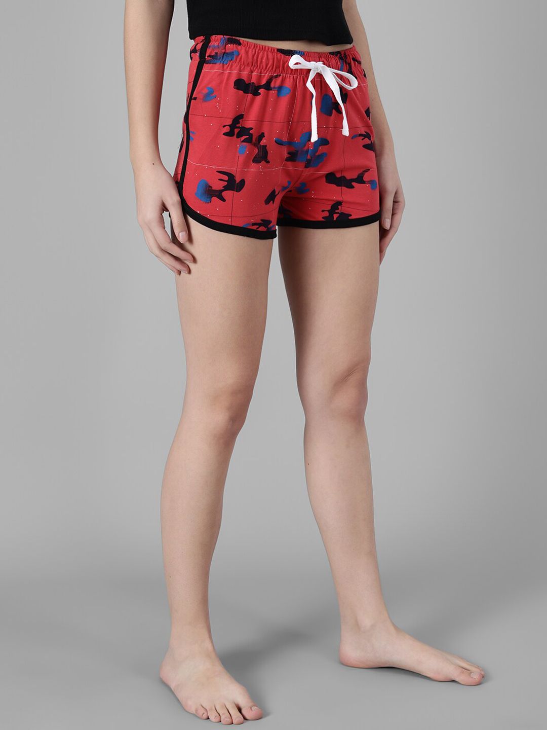 Kotty Women Red Printed Lounge Shorts