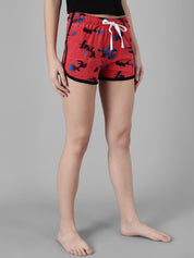 Kotty Women Red Printed Lounge Shorts