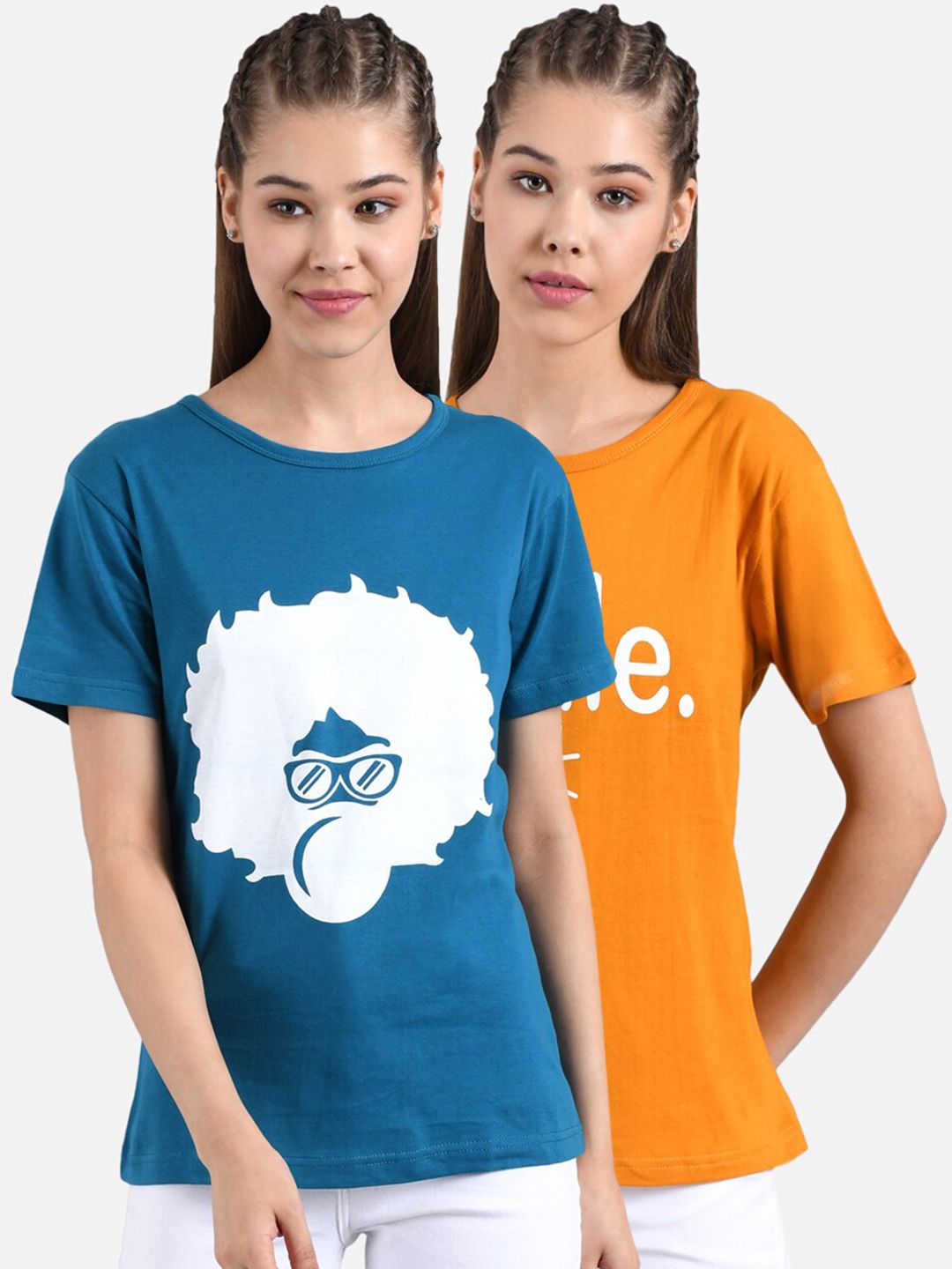 Kotty Women Pack Of 2 Printed Round Neck T-shirts