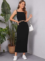 Kotty Ribbed Shoulder Strap Top & Skirt