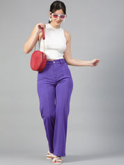 Kotty Women Relaxed Straight Leg Straight Fit High-Rise Easy Wash Trousers