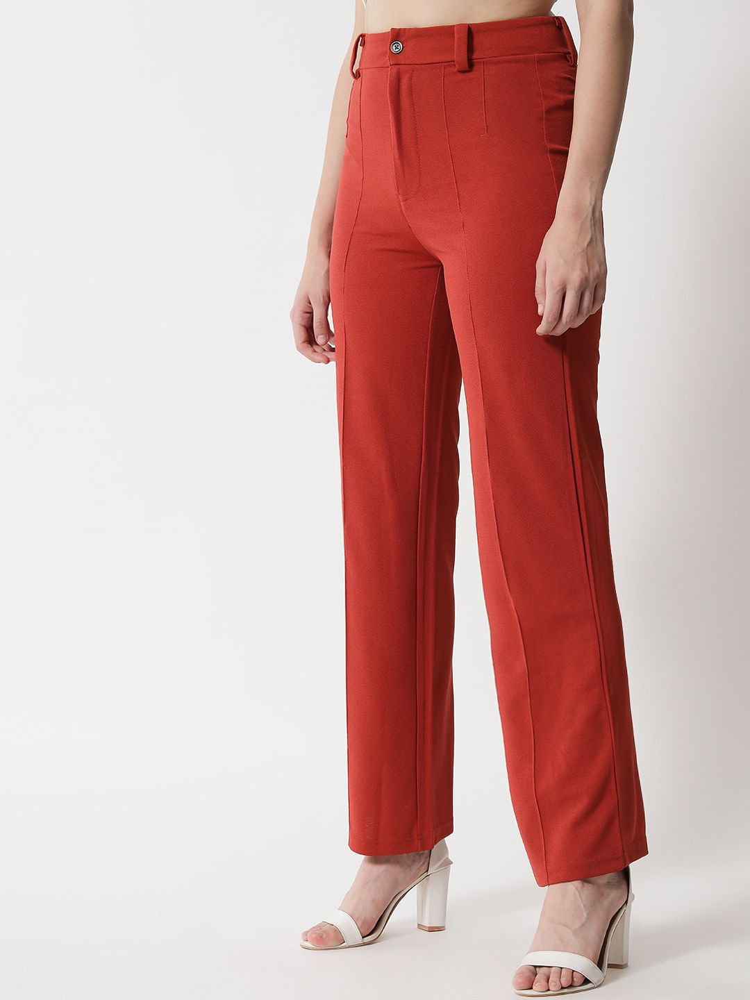 Kotty Women Pack Of 2 Straight Fit High-Rise Easy Wash Relaxed Parallel Trousers