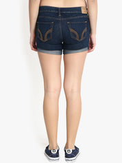 Kotty Women Navy Blue Washed Regular Fit Denim Shorts