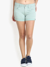 Kotty Women Blue Solid Regular Fit Denim Shorts