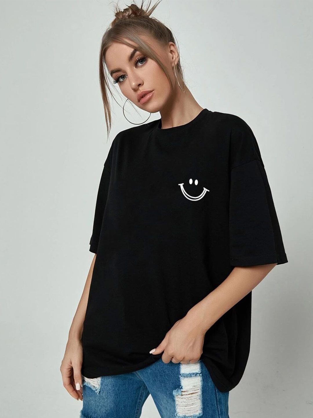 Kotty Graphic Printed Drop Shoulder Sleeves Oversize Fit T-shirt