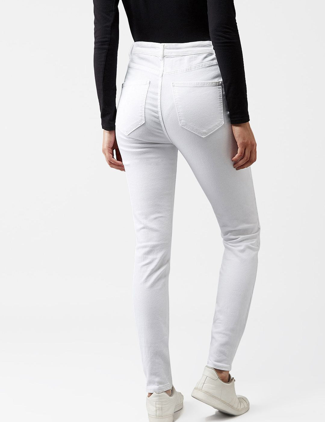 Kotty Women White Skinny Fit High-Rise Clean Look Jeans