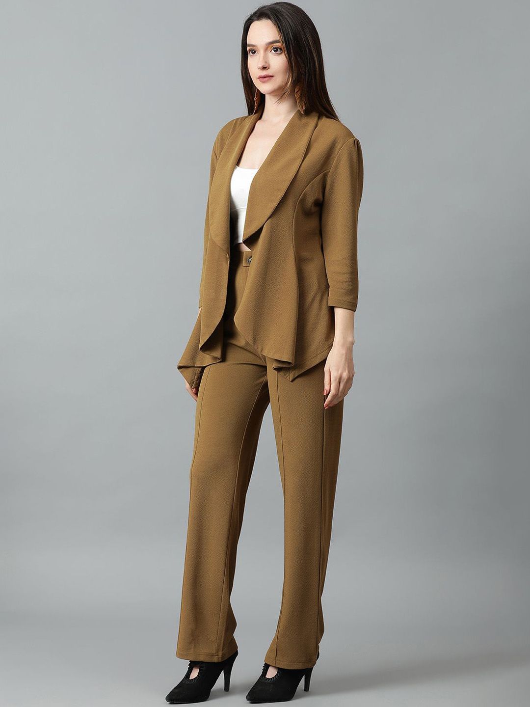 Kotty Brown Shawl Neck Blazer & Trousers