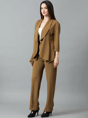 Kotty Brown Shawl Neck Blazer & Trousers