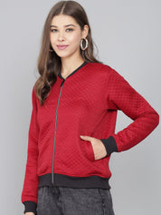 Kotty Women Maroon Geometric Lightweight Tailored Jacket