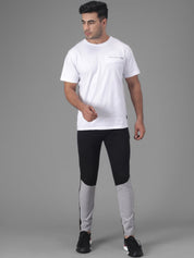 Kotty Men Black & Grey Colourblocked Track Pants
