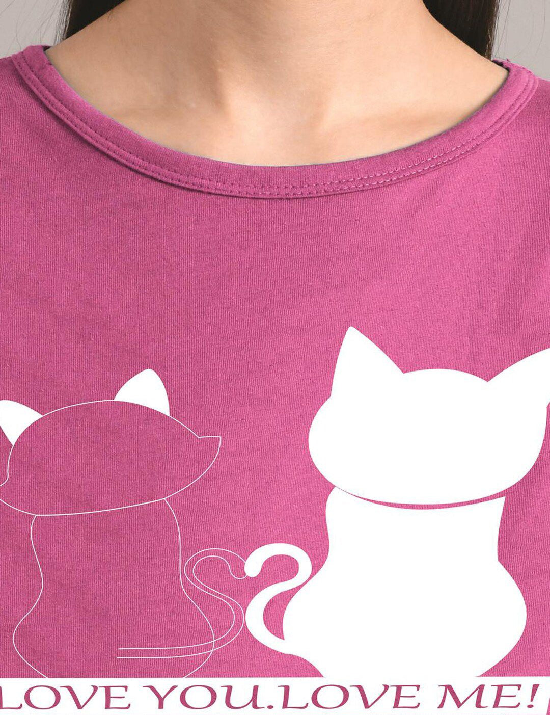 Kotty Women Purple Printed Round Neck T-shirt