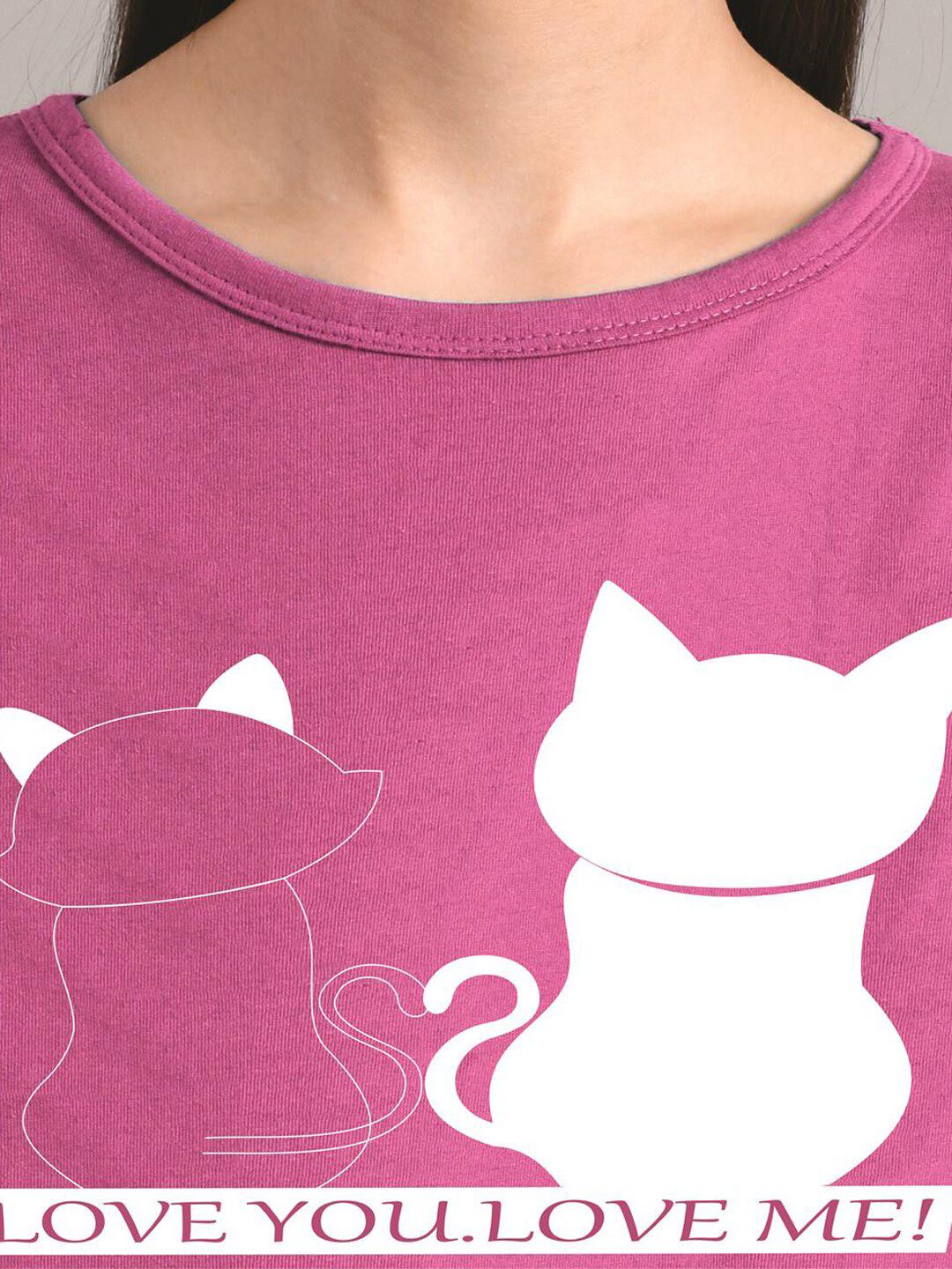 Kotty Women Purple Printed Round Neck T-shirt