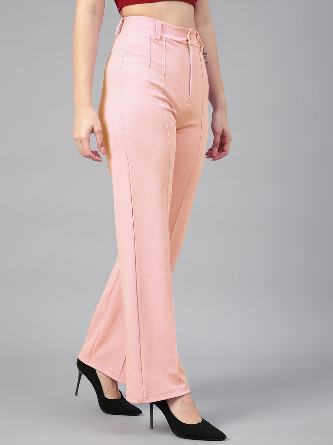 Kotty Women Pack Of 2 Relaxed Straight Leg Fit High-Rise Easy Wash Trousers