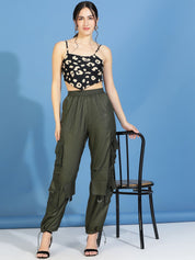 Kotty Women Relaxed High-Rise Easy Wash Cargos Trousers