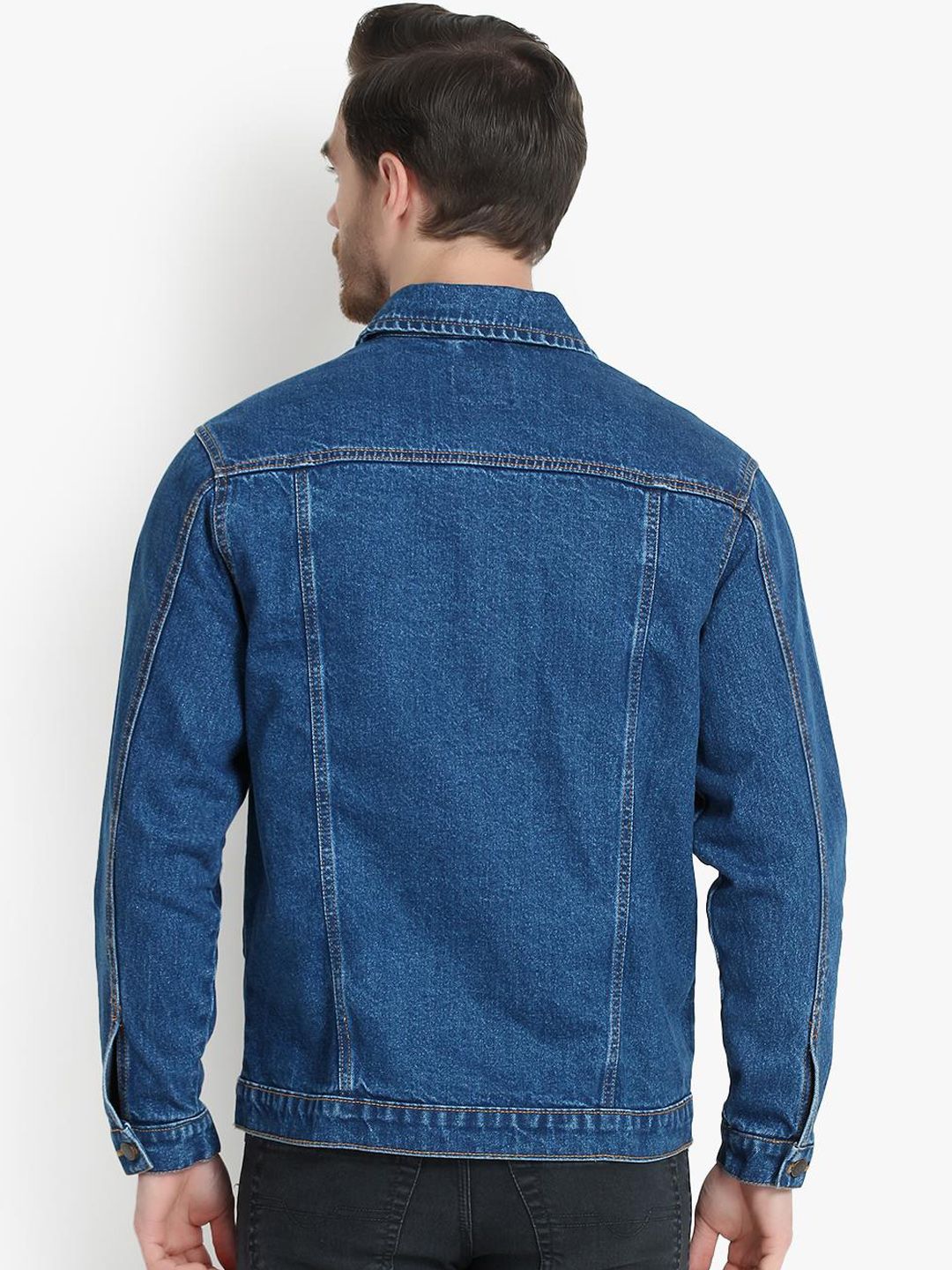 Kotty Men Blue Solid Denim Jacket