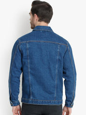 Kotty Men Blue Solid Denim Jacket