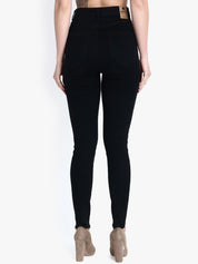 Kotty Women Black Skinny Fit High-Rise Slash Knee Stretchable Jeans