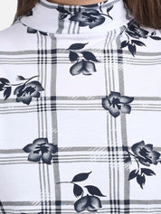 Kotty Women White Checked Pure Cotton Top