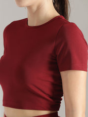 Kotty Maroon Round Neck Top & Trousers