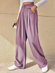 KOTTY BIZwear Women Straight Fit High-Rise Easy Wash Pleated Trousers