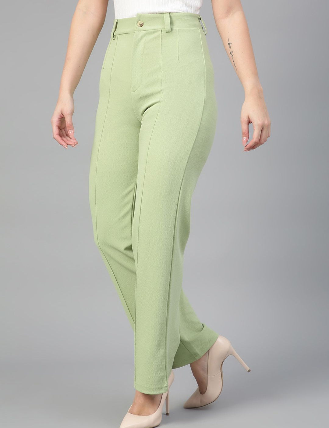 Kotty Women Pack Of 2 Relaxed Straight Leg Fit High-Rise Easy Wash Trousers