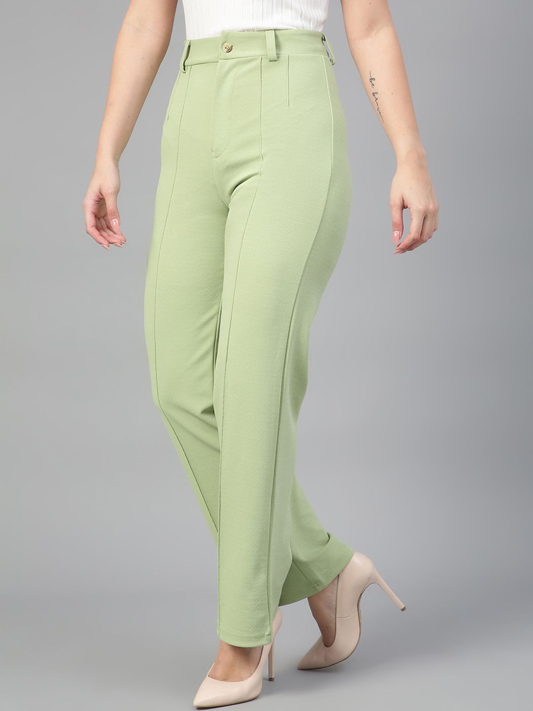 Kotty Women Pack Of 2 Relaxed Straight Leg Fit High-Rise Easy Wash Trousers