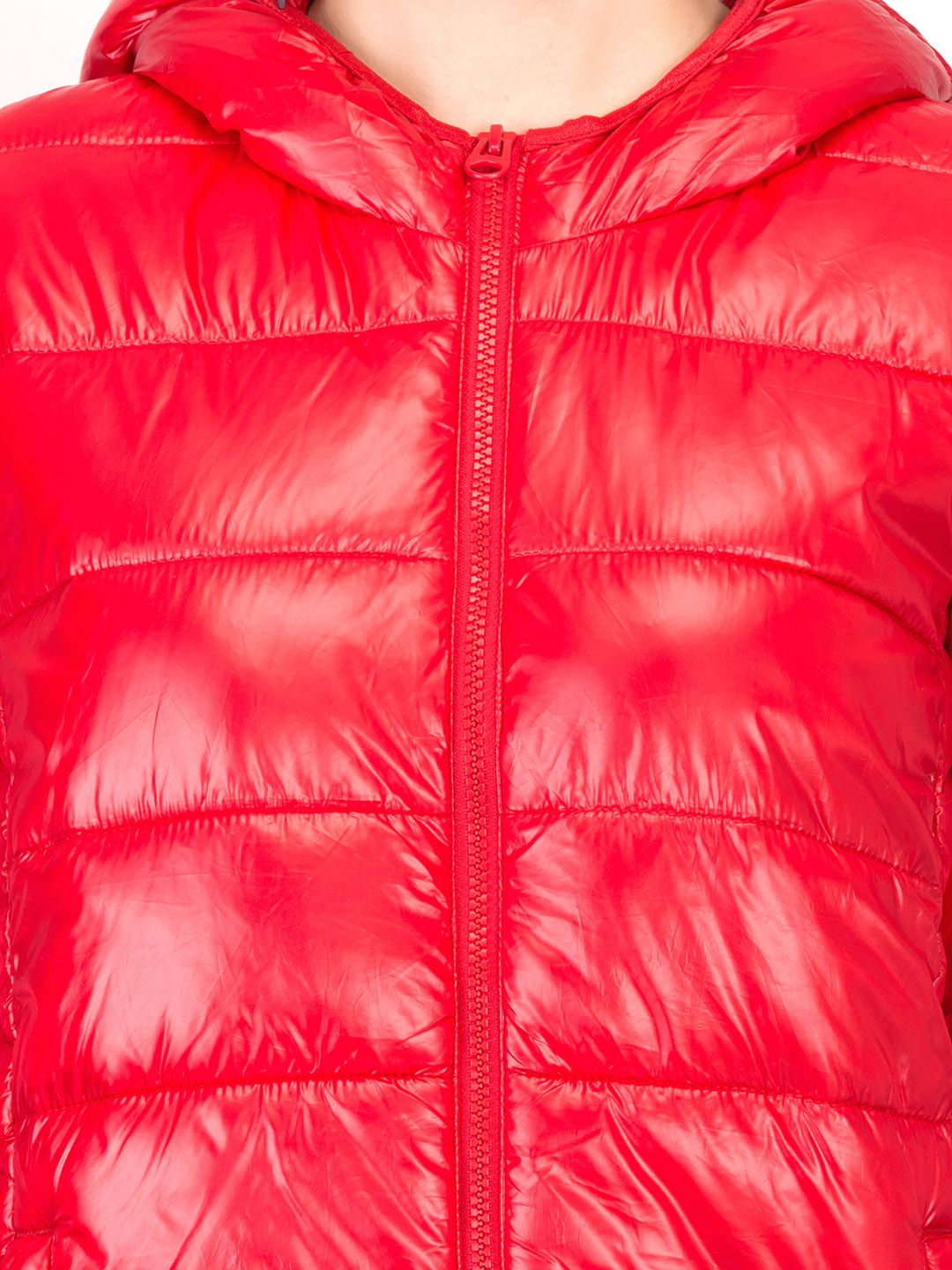 Kotty Women Red Solid Insulator Hooded Puffer Jacket