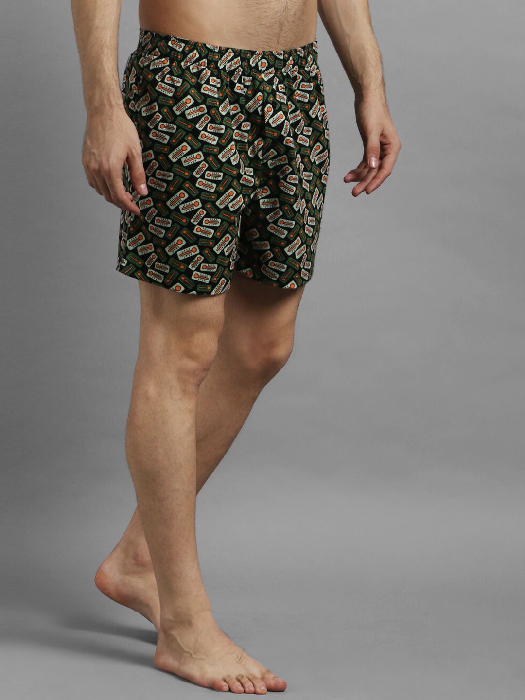 Kotty Men Black & Green Printed Boxers