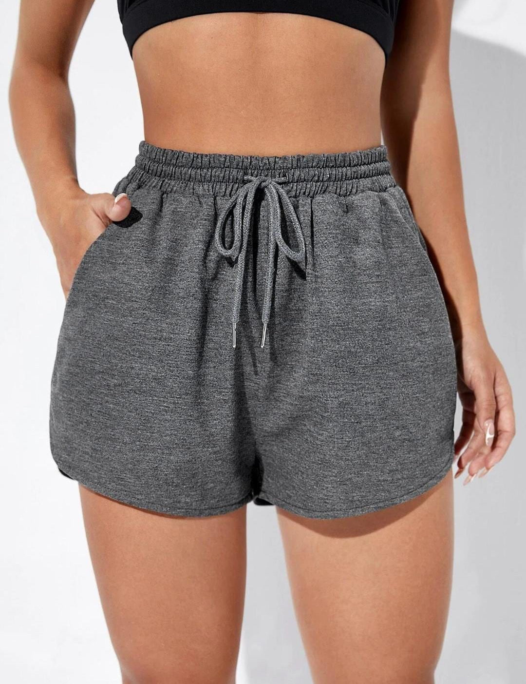 KOTTY Basics Women Grey Mid-Rise Running Sports Shorts