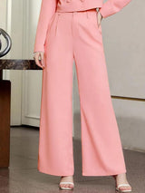 KOTTY BIZwear Basics Women Relaxed Straight Leg High-Rise Easy Wash Pleated Parallel Trousers