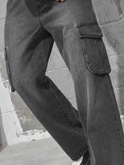 Kotty Men Jean Light Fade Low-Rise Stretchable Cargo Jeans