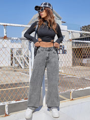 Kotty Women Straight Fit High-Rise Clean Look Heavy Fade Stretchable Jeans