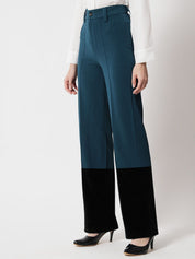 Kotty Women Colourblocked  Regular Fit High-Rise Easy Wash Trousers