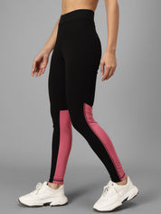 Kotty Women Black & Pink Colourblocked Tights