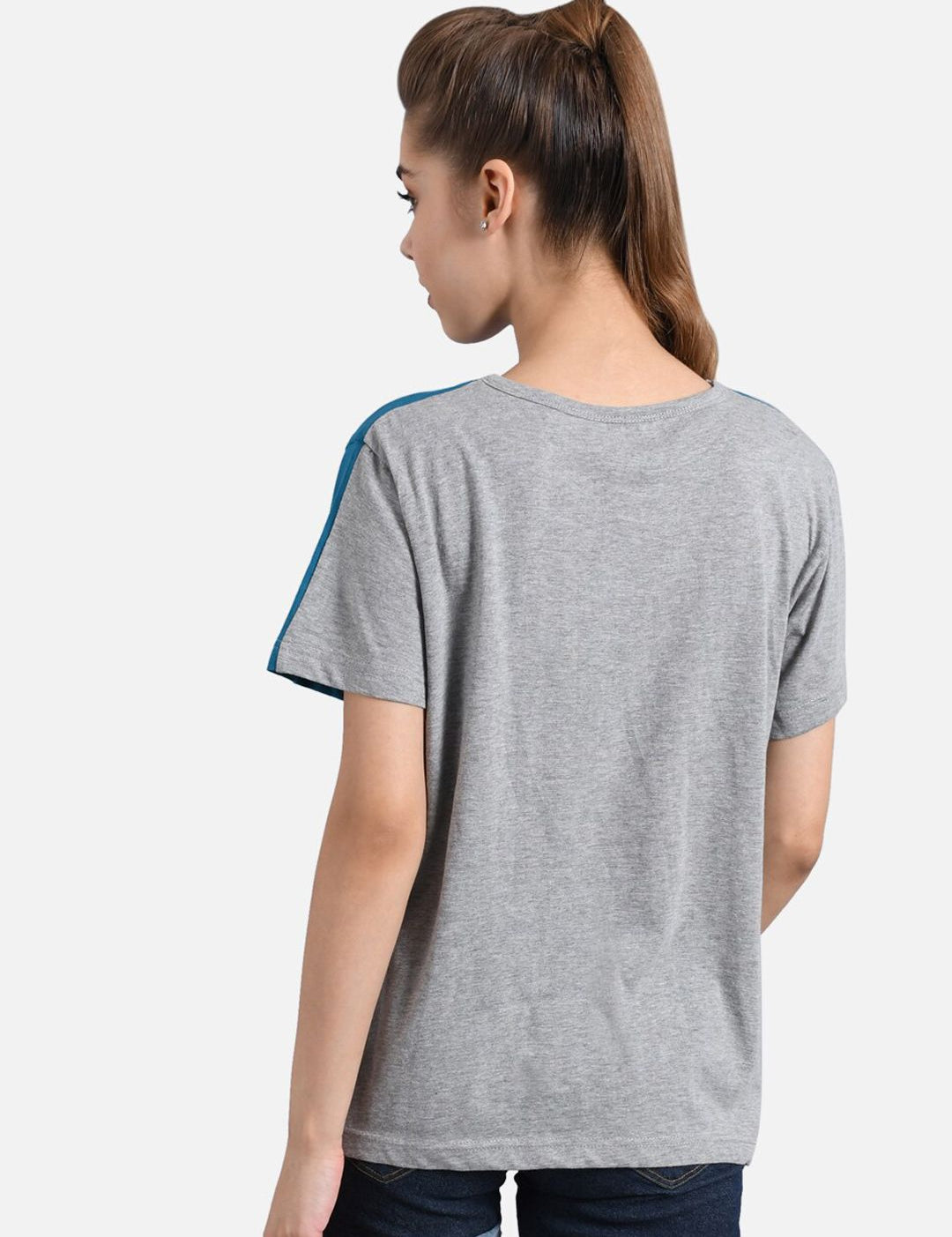 Kotty Women Pack of 2 Colourblocked Round Neck Pure Cotton T-shirts